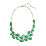 Seafoam Teardrop Crescent Gem Bib Necklace 